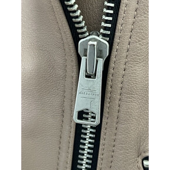 AllSaints Dalby Lamb Leather Biker Jacket Size US 4 UK8 $529 Moonlight Pink Rare - Picture 4 of 14